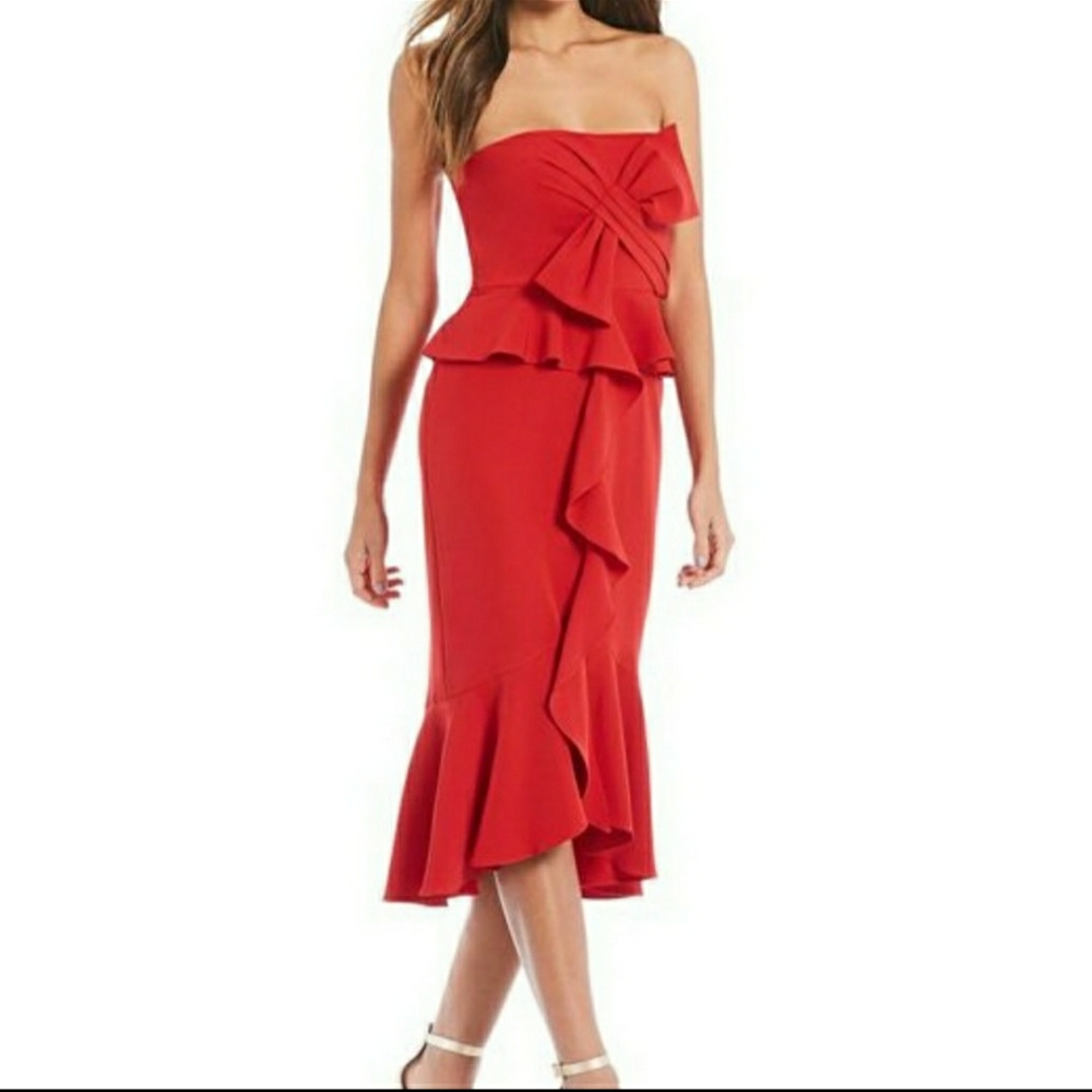 Gianni Bini Red Lana Bow Detail Strapless dress